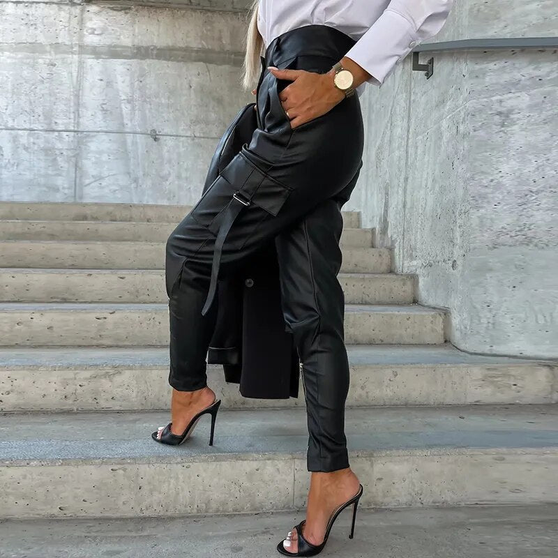 Trendy Ladies Leather Trousers - Sophie-Black-S-The Livary