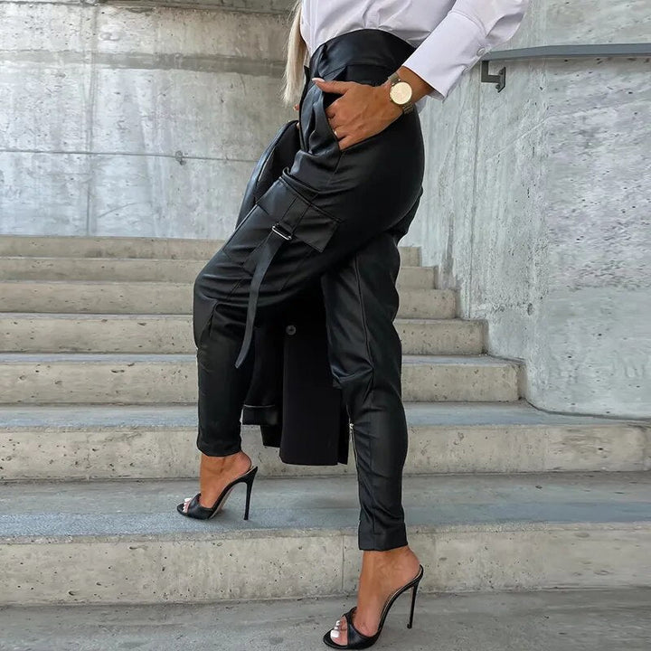 Trendy Ladies Leather Trousers - Sophie-Black-S-The Livary