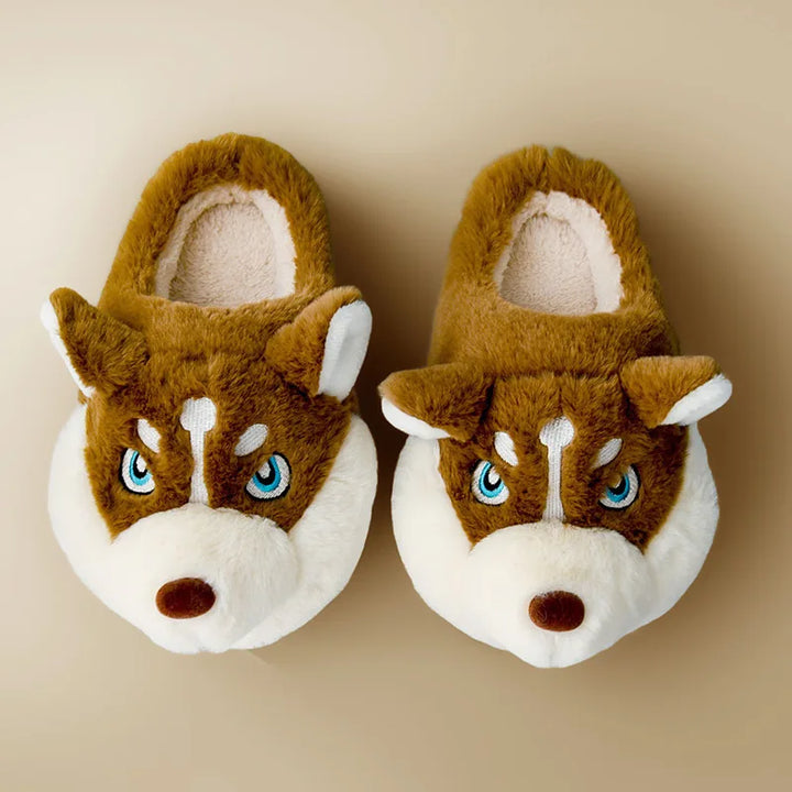 Cute Husky Ladies Slippers – Novi-Brown Layer-5-6-The Livary