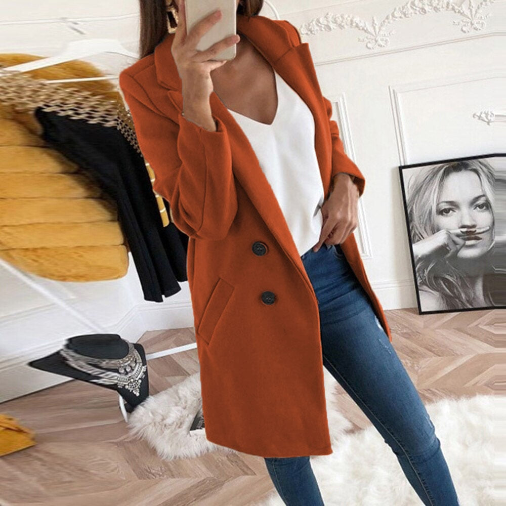 Stylish Women's Coat - Mila-Dark orange-S-The Livary