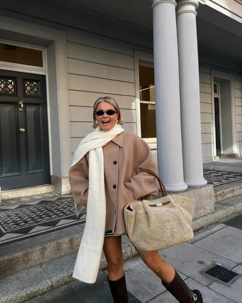 Oversized Women's Winter Coat - Mila-Beige-XS-The Livary
