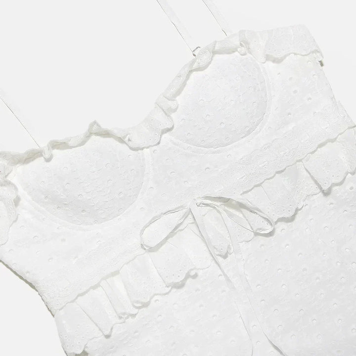 Stylish Embroidered Camisole Maxi Dress in White - Alina-XS-The Livary