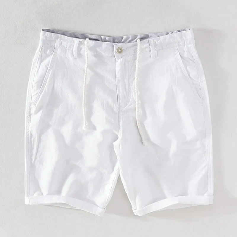 Men's linen-cotton summer shorts with button closure - Sandro-White-S-The Livary