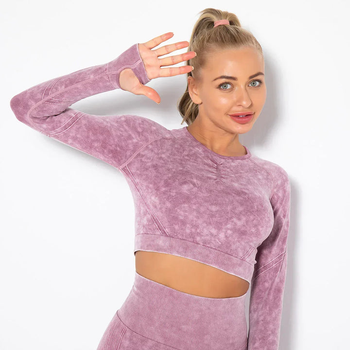 Seamless Women's Yoga Set with Cropped Top - Nova-Bordeaux red-S-The Livary