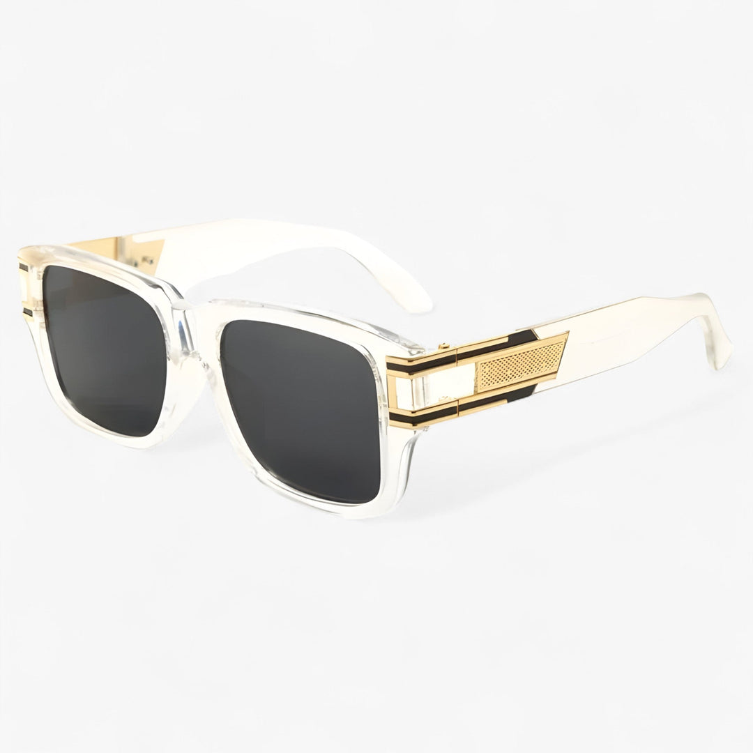 Vintage sunglasses with square frame and drop detail – Elvoir-White Grey-The Livary