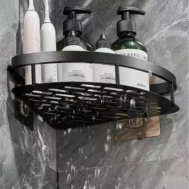 Aluminium Wall Shelf for Bathroom Corners - Cornerix-Black-The Livary