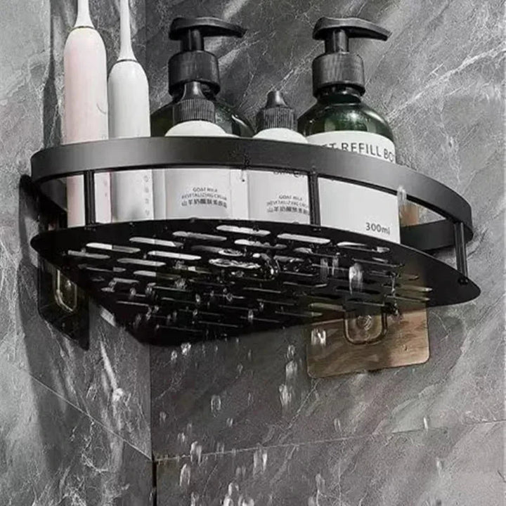 Aluminium Wall Shelf for Bathroom Corners - Cornerix-Black-The Livary