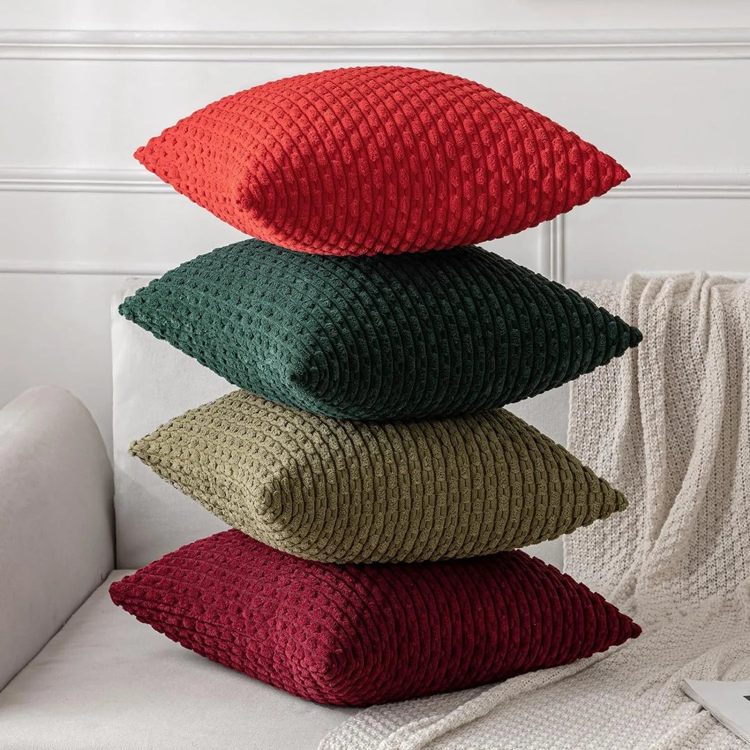 Corduroy Cushion Covers with Boho Style – Velvia-Khaki-40x40CM-The Livary