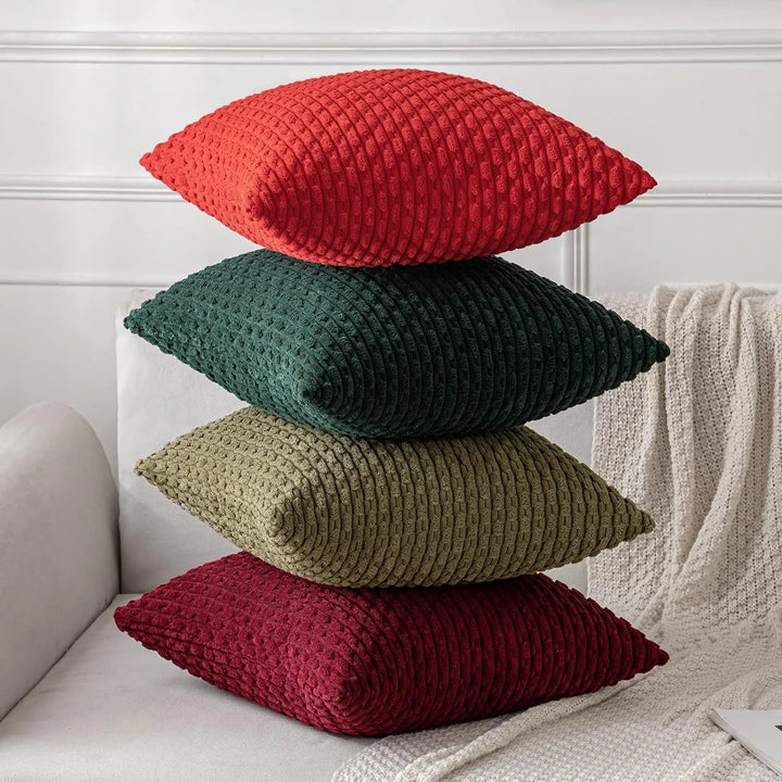 Corduroy Cushion Covers with Boho Style – Velvia-Khaki-40x40CM-The Livary