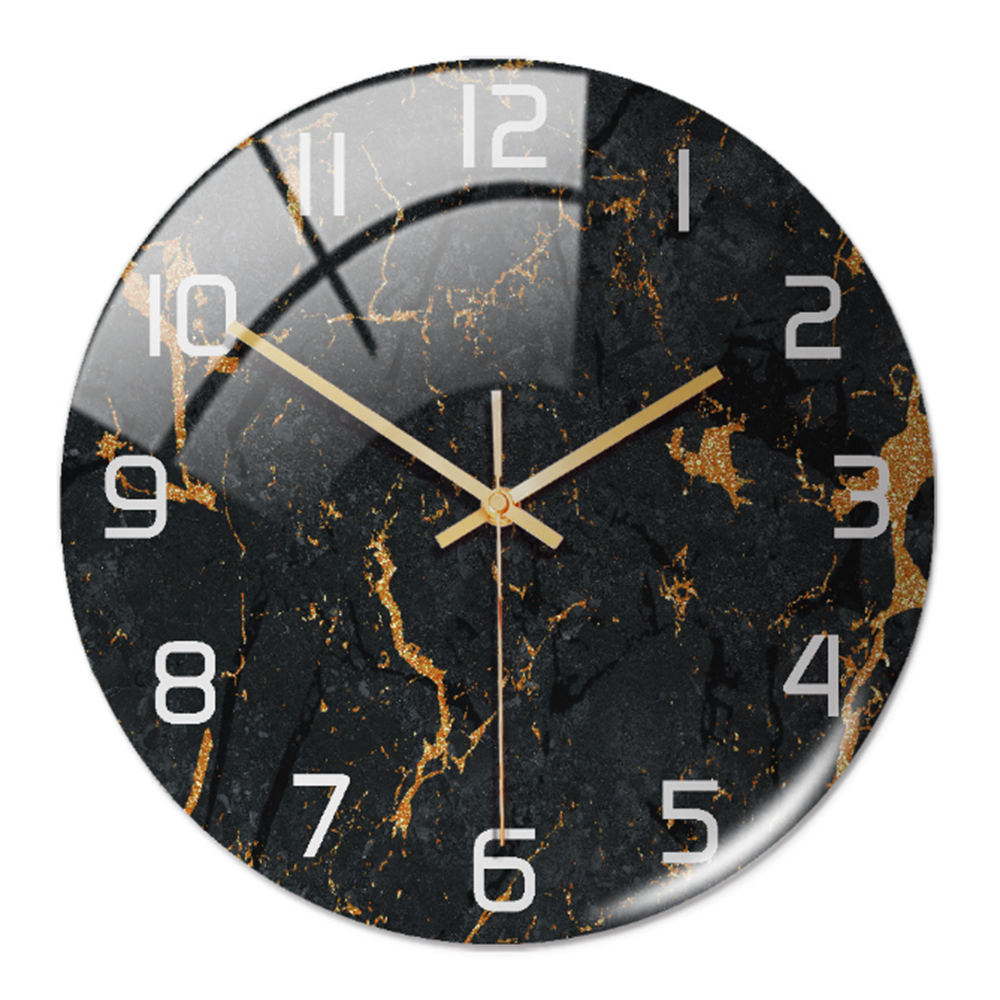 Stylish Wall Clock with Marble Texture - MarbleTime-Black Copper-The Livary