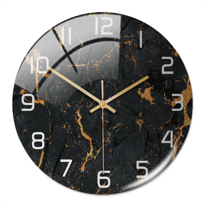 Stylish Wall Clock with Marble Texture - MarbleTime-Black Copper-The Livary