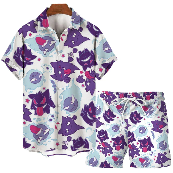 Funny summer set with Gengar & Snorlax print | Buy 1, get 1 free - SleepyFun-01-M-The Livary