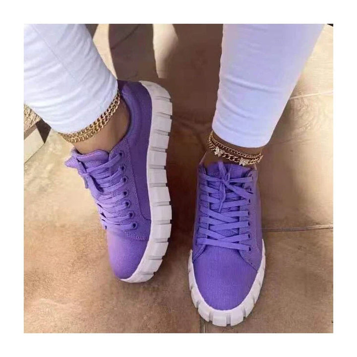 Orthopaedic Women's Sports Shoes with Platform Sole - Mira-Purple White-5-The Livary