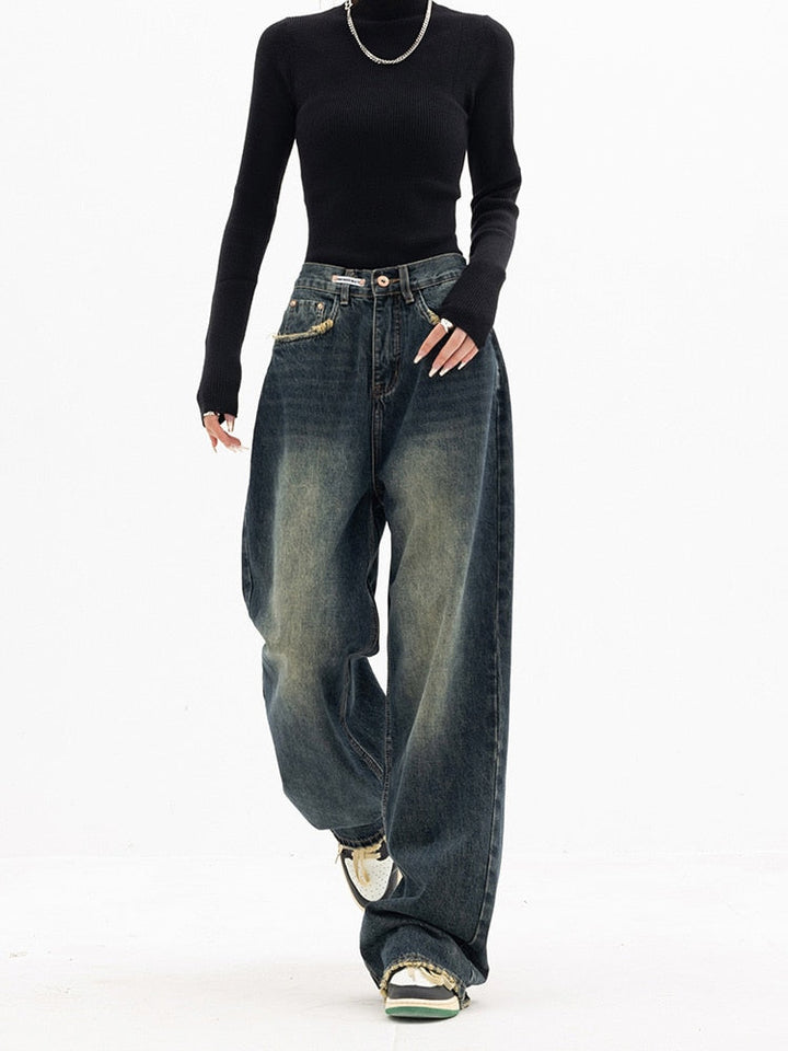 Y2K Vintage Baggy Women's Jeans - Luna-Blue grey-S-The Livary