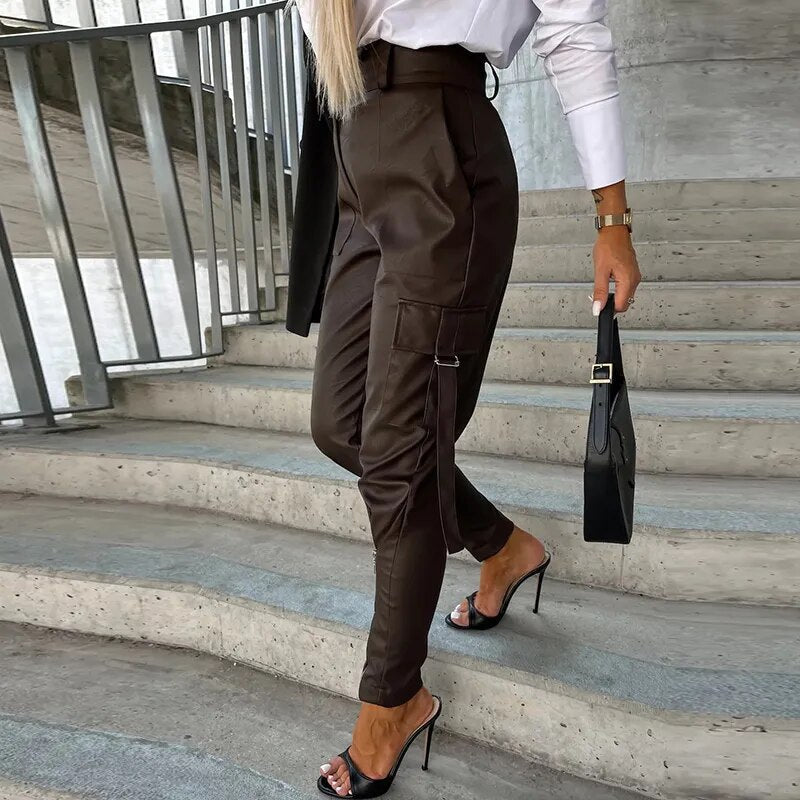 Trendy Ladies Leather Trousers - Sophie-Black-S-The Livary