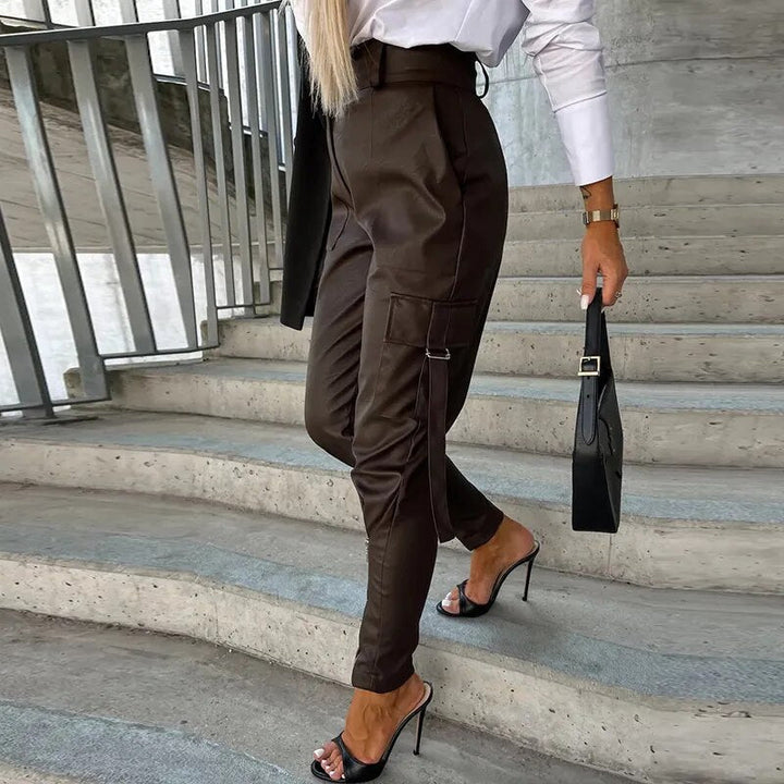Trendy Ladies Leather Trousers - Sophie-Black-S-The Livary