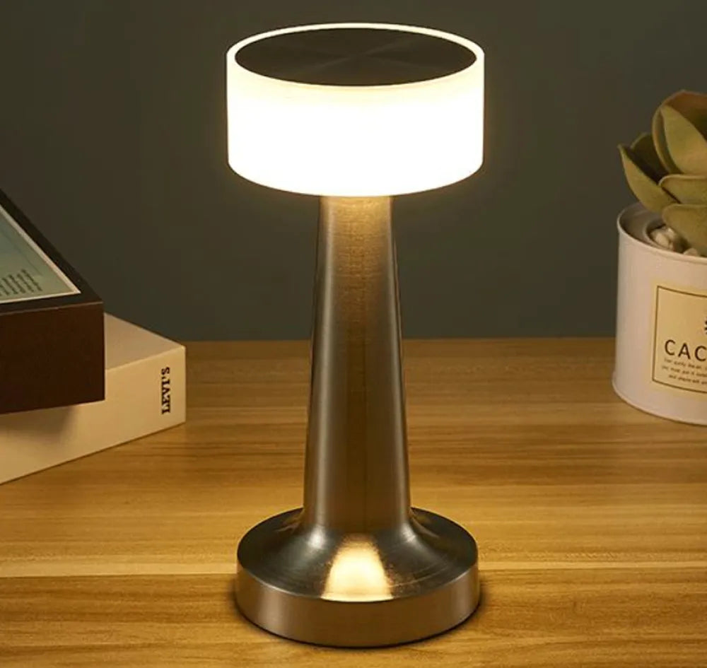 Classic Wireless Portable LED Table Lamp - LumiCrest-Silver-The Livary