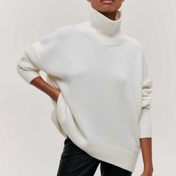 Soft Oversized Women's Turtleneck - Celeste-White-One Size-The Livary