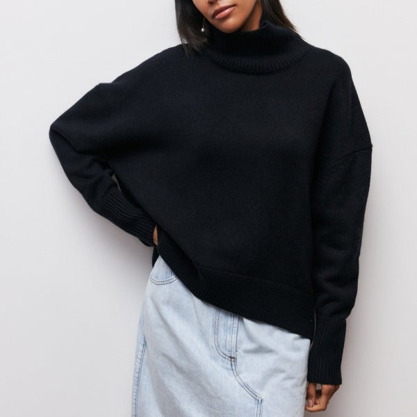 Soft Oversized Women's Turtleneck - Celeste-Black-One Size-The Livary