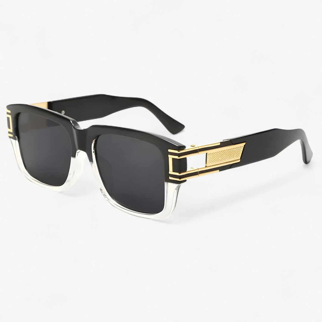 Vintage sunglasses with square frame and drop detail – Elvoir-Transparent Grey-The Livary