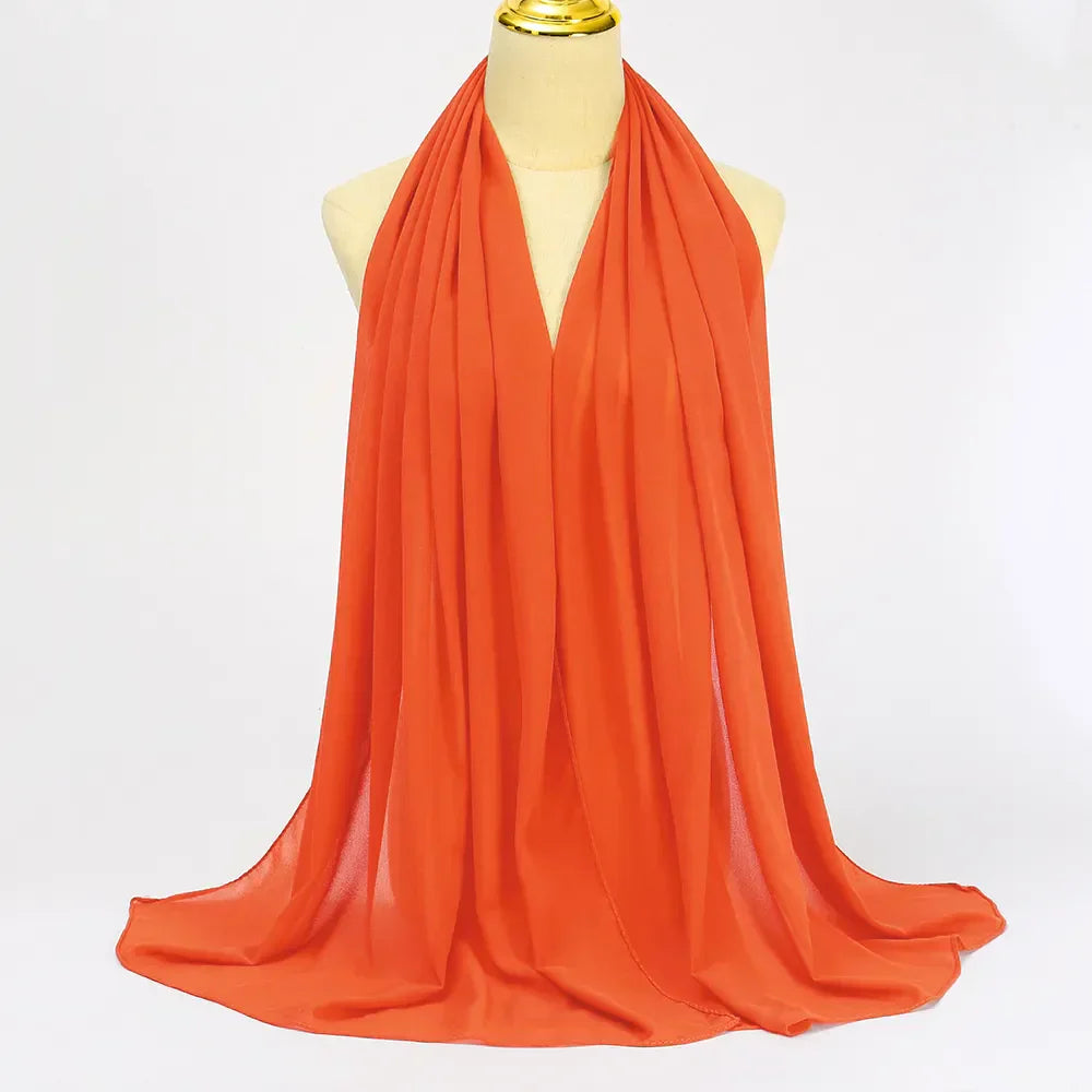 Chiffon Hijab Scarf – Leilani-Orange-The Livary