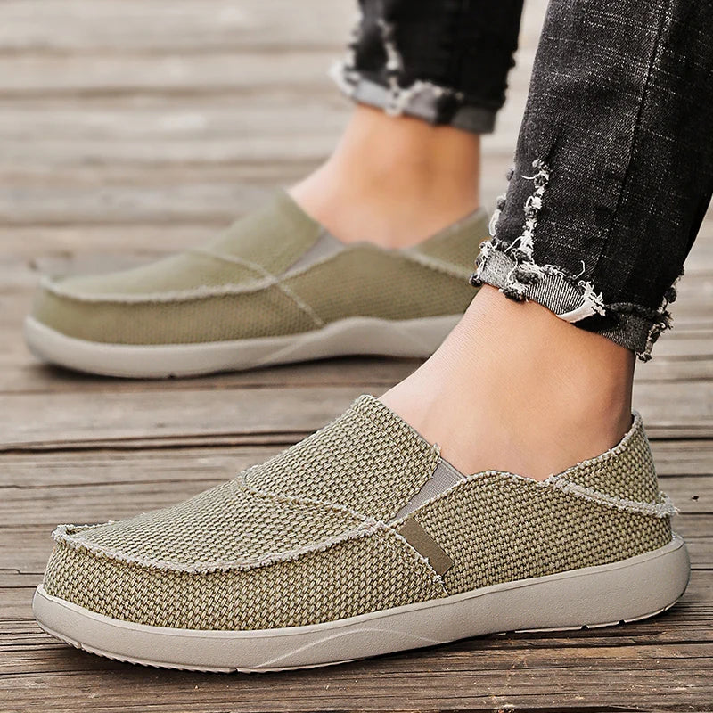 Light canvas slip-ons for men | Breathable summer espadrilles - Niko-Khaki-6-The Livary