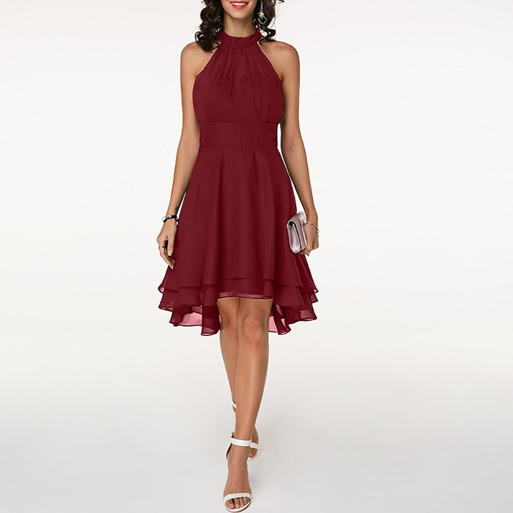 Stylish Dress with Charming Ruffles – Isabella-Red-S-The Livary