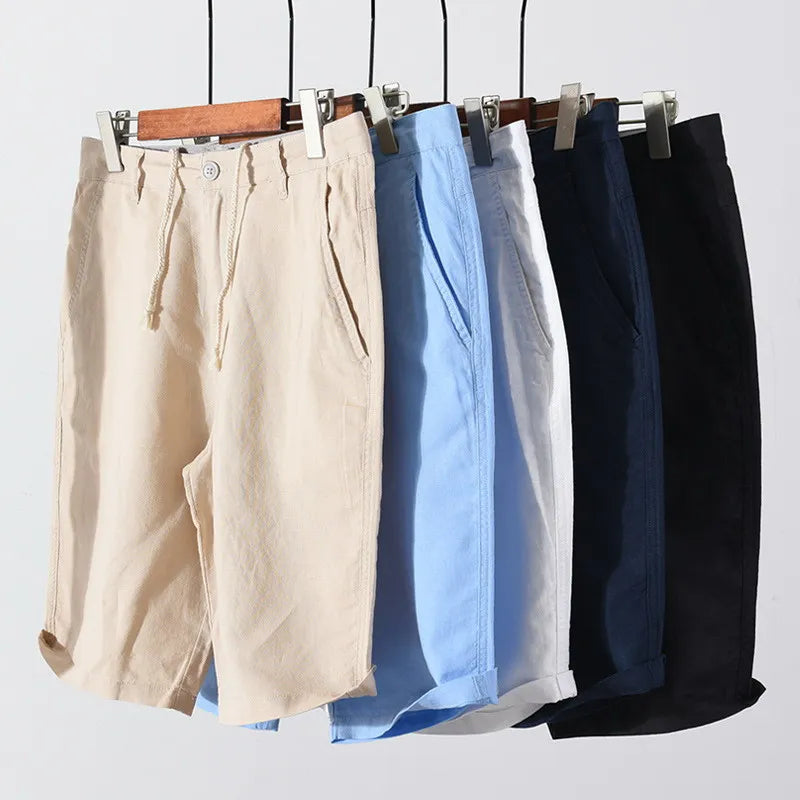 Men's linen-cotton summer shorts with button closure - Sandro-Black-S-The Livary