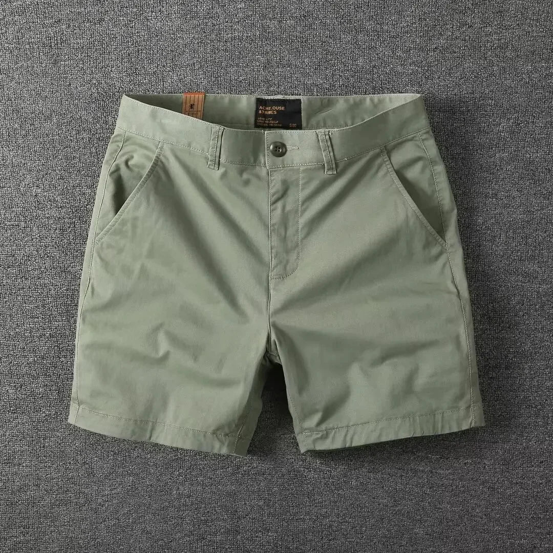 Summer chino shorts with a comfort fit – Matteo-Green-28-The Livary