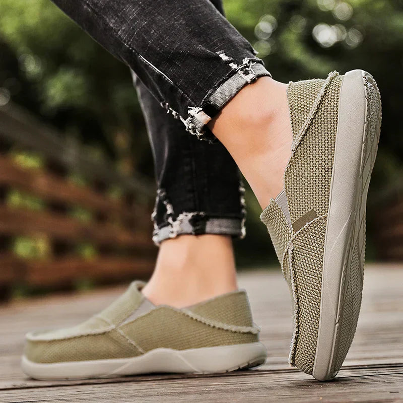 Light canvas slip-ons for men | Breathable summer espadrilles - Niko-Khaki-6-The Livary