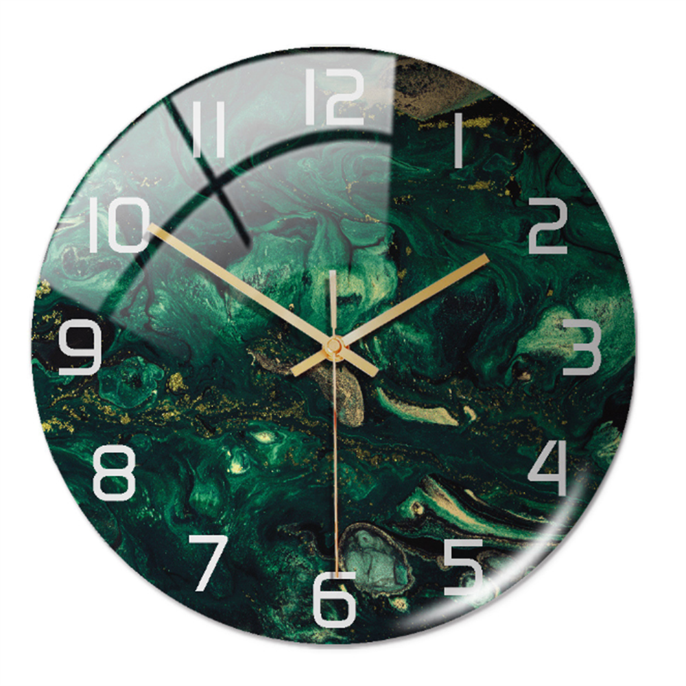 Stylish Wall Clock with Marble Texture - MarbleTime-Dark Green-The Livary