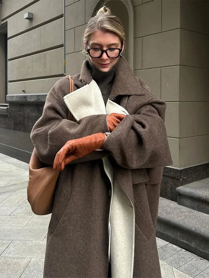 Stylish Long Wool Women's Coat - Ella-S-The Livary