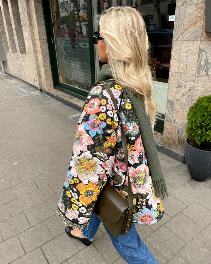 Womens Jacket with Floral Print - Aurora-S-The Livary
