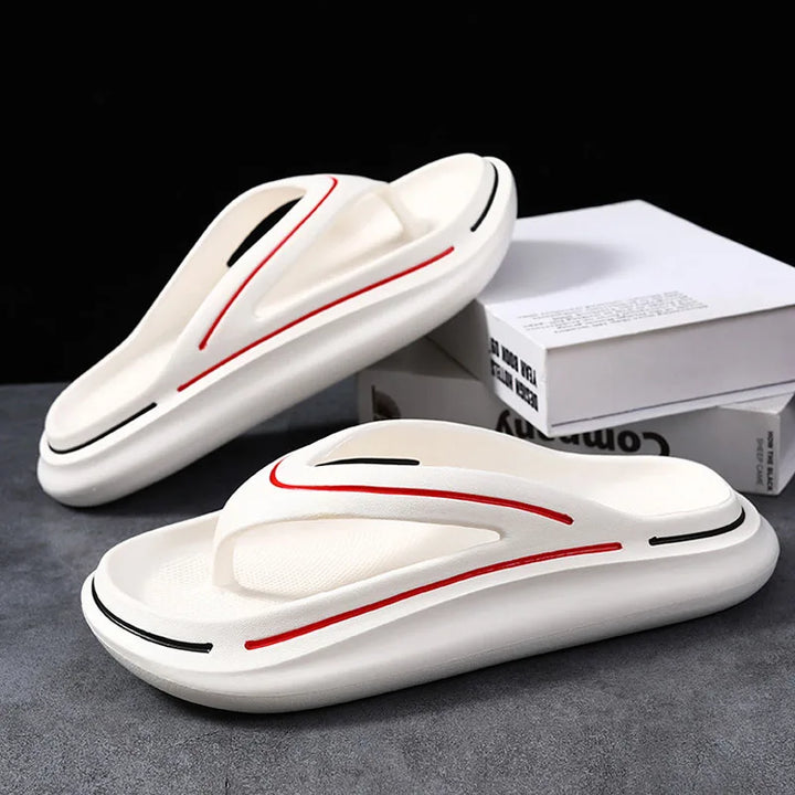 White ultra-light unisex summer slippers with memory foam sole – Jureo-6.5-The Livary