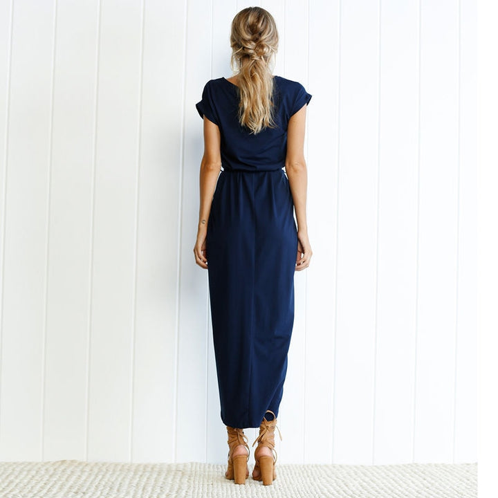 Maxi Dress with Split - Selene-Black-S-The Livary