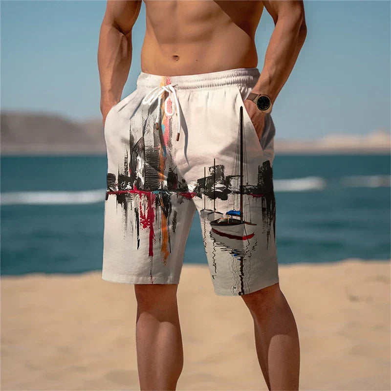 Men's Beach Shorts Cotton 3D Print Breathable Summer Look - Jamal-Printed mixed summer ankle boots-S-The Livary