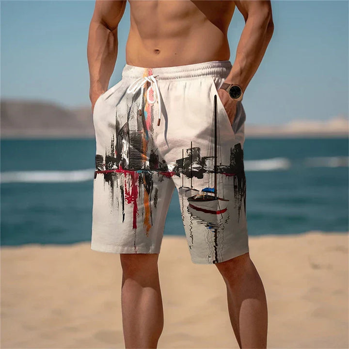 Men's Beach Shorts Cotton 3D Print Breathable Summer Look - Jamal-Printed mixed summer ankle boots-S-The Livary