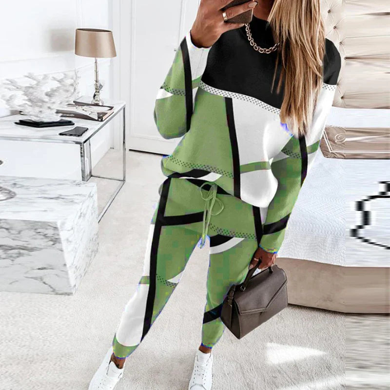 2-piece Set with O-neck and Long Pants - Sophie-Grey-S-The Livary