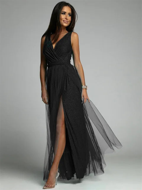 Stylish V-Neck Dress - Mindy-Black-S-The Livary
