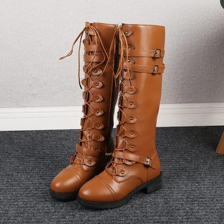 Retro Ladies Lace-up Boots with Buckle - Bella-Yellow-2.5-The Livary