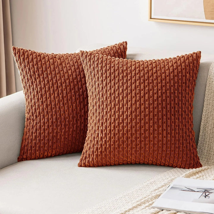 Corduroy Cushion Covers with Boho Style – Velvia-Orange-40x40CM-The Livary