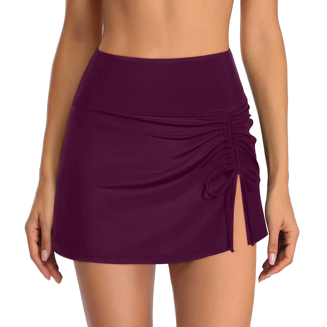Ladies' swim shorts with side slit – Liv-Wine red-XS-The Livary