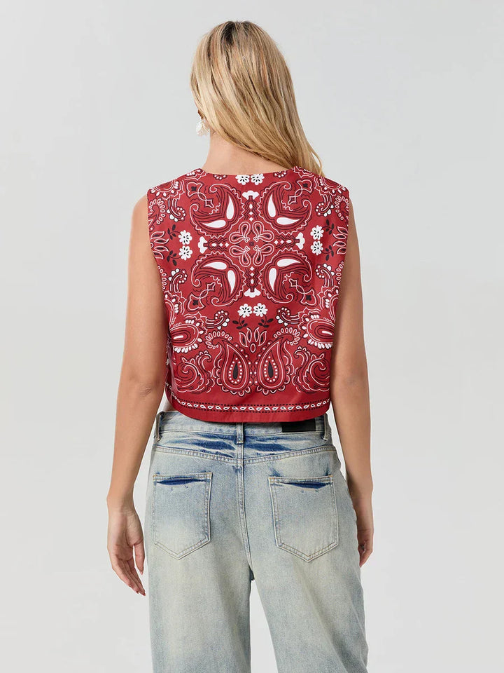 Y2K Red Bandana Wrap Top Trendy Cropped Streetwear Top - Liora-S-The Livary