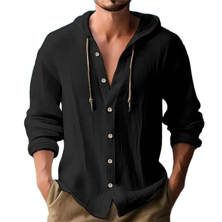 Breathable & Lightweight Linen Hooded Shirt for Men – Malik-White-S-The Livary