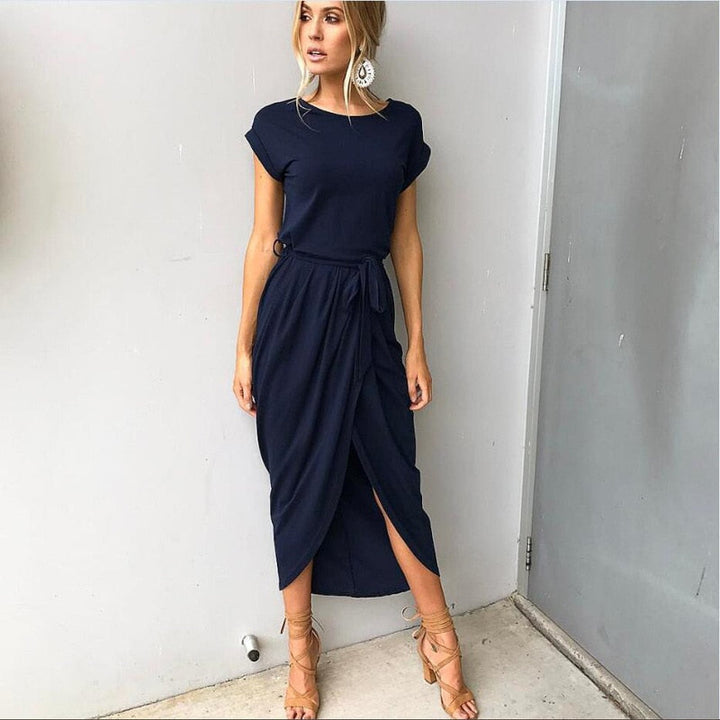 Maxi Dress with Split - Selene-Black-S-The Livary