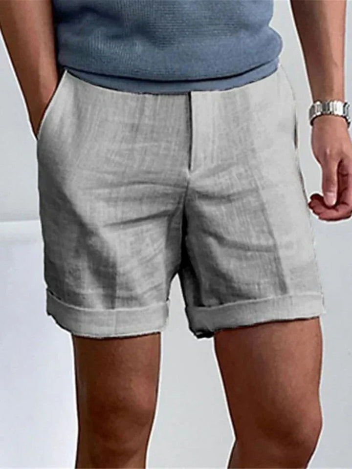 Light men's summer shorts made of linen with a relaxed fit - Jorin-Grey-S-The Livary