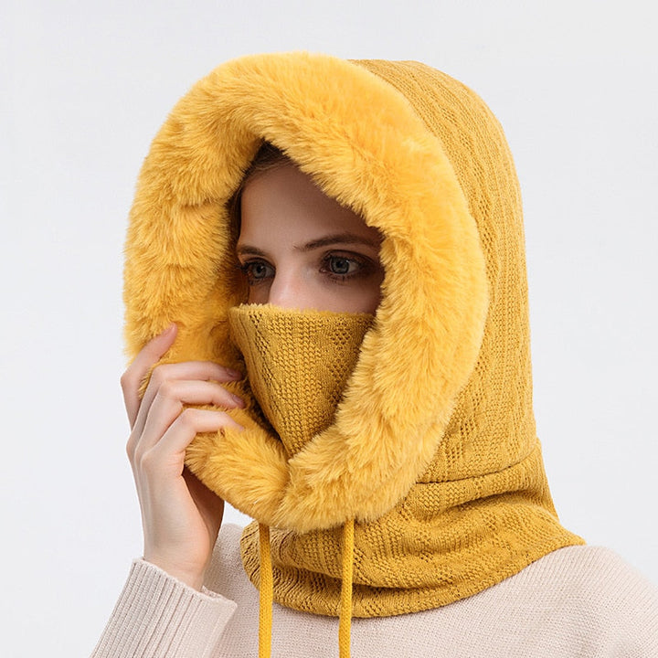 3-in-1 Winter Scarf and Hat for Women - Isabella-Yellow-The Livary