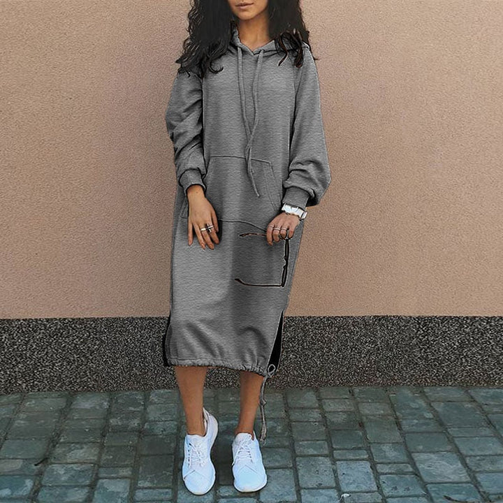 Long Hoodie with European and American Influences - Felina-Gray-S-The Livary