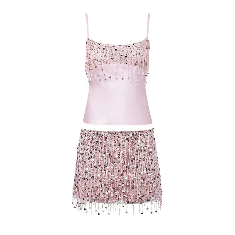 Sequin Tassel Bikini Set – Riviera-Pink-S-The Livary