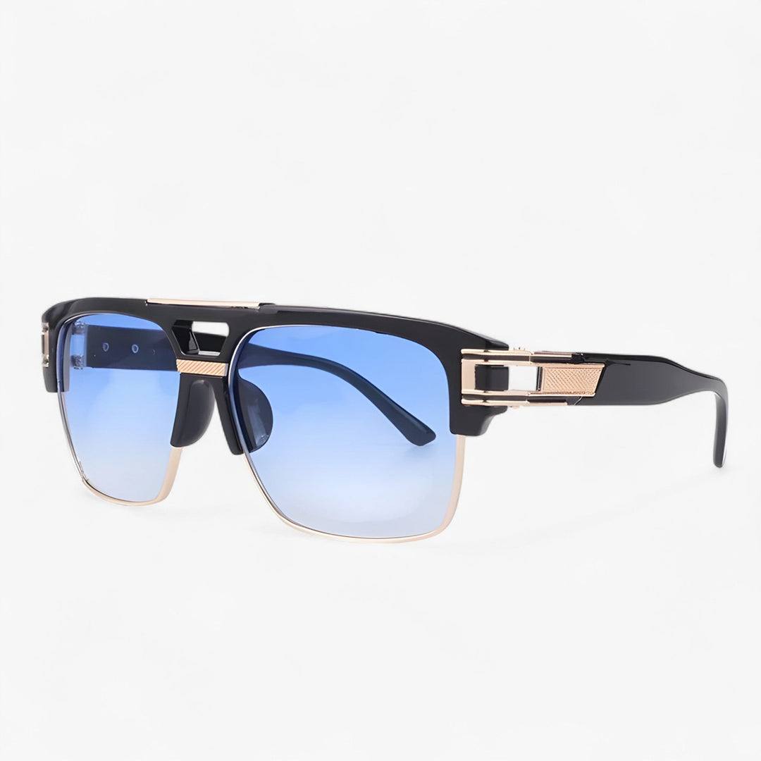 Mirrored Retro Designer Sunglasses – Calvero-Black Blue-The Livary